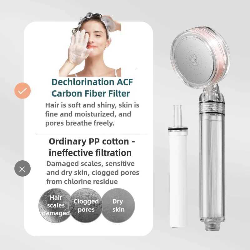 Filter Shower Head Pressure Purification Water Saving Handheld Bathroom Shower Nozzle Bath Showerhead Filtered WaterM251120