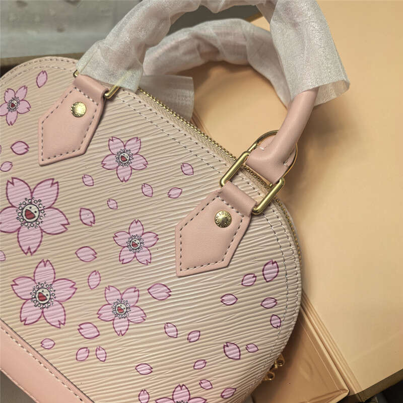 Designer Bag 2025 New Water Ripple Leather Shell Bag, Cherry Pollen Fashion Handbag, Trendy Brand Single Shoulder Large Capacity Crossbody Bag