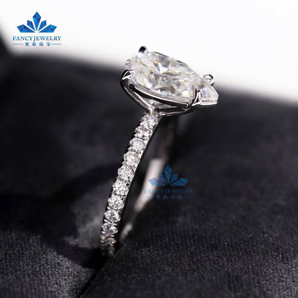18K 14K 10K Solid Gold 925 Sliver 3CT 7x11mm D VVS1 Pear Moissanite Anniversary Wedding Engagement Rings for Women