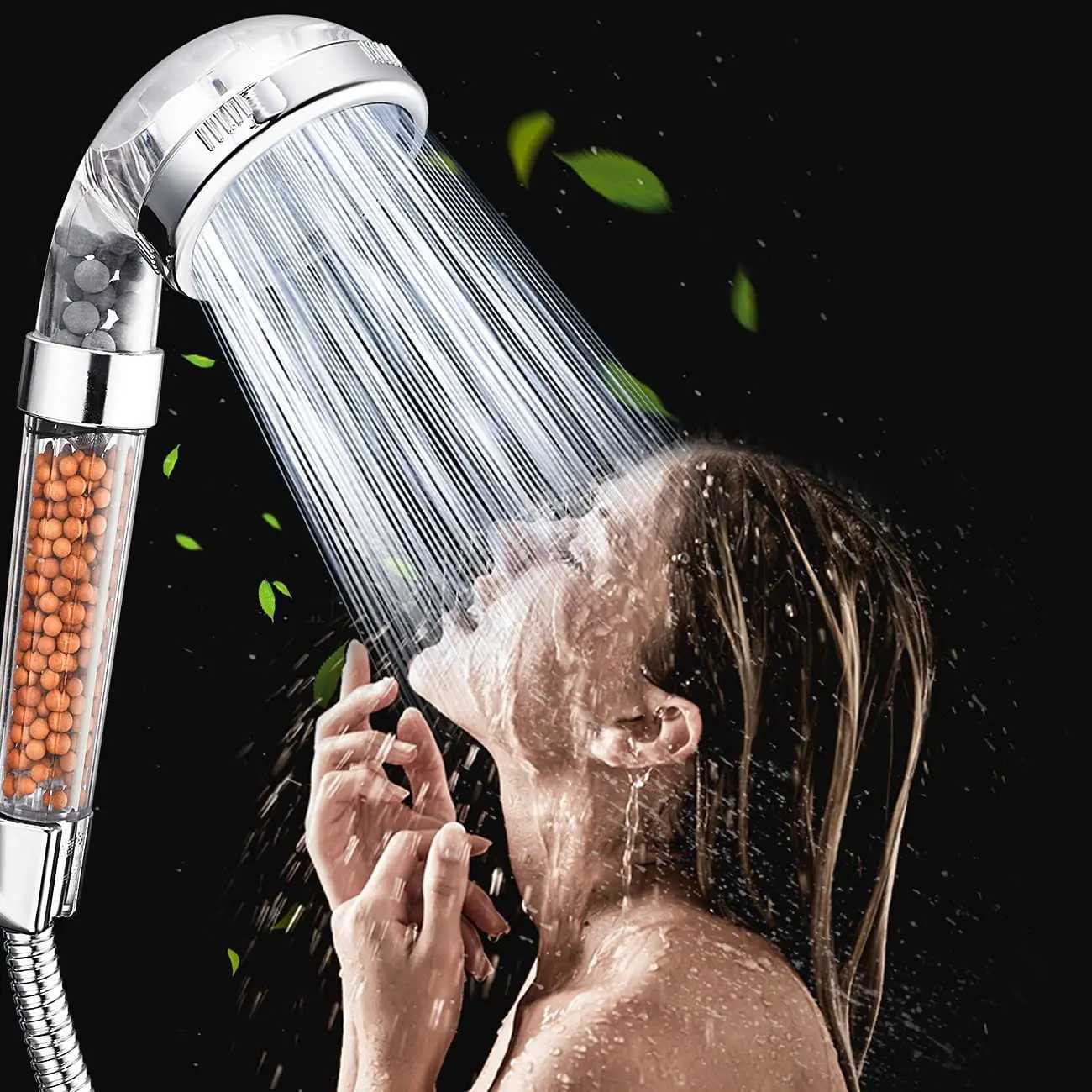 Zloog Bio-active Stones Bathroom Showerhead Mineral Balls Filter Shower High Pressure Sprinkle Handheld 3 Modes SPA Shower HeadM251120
