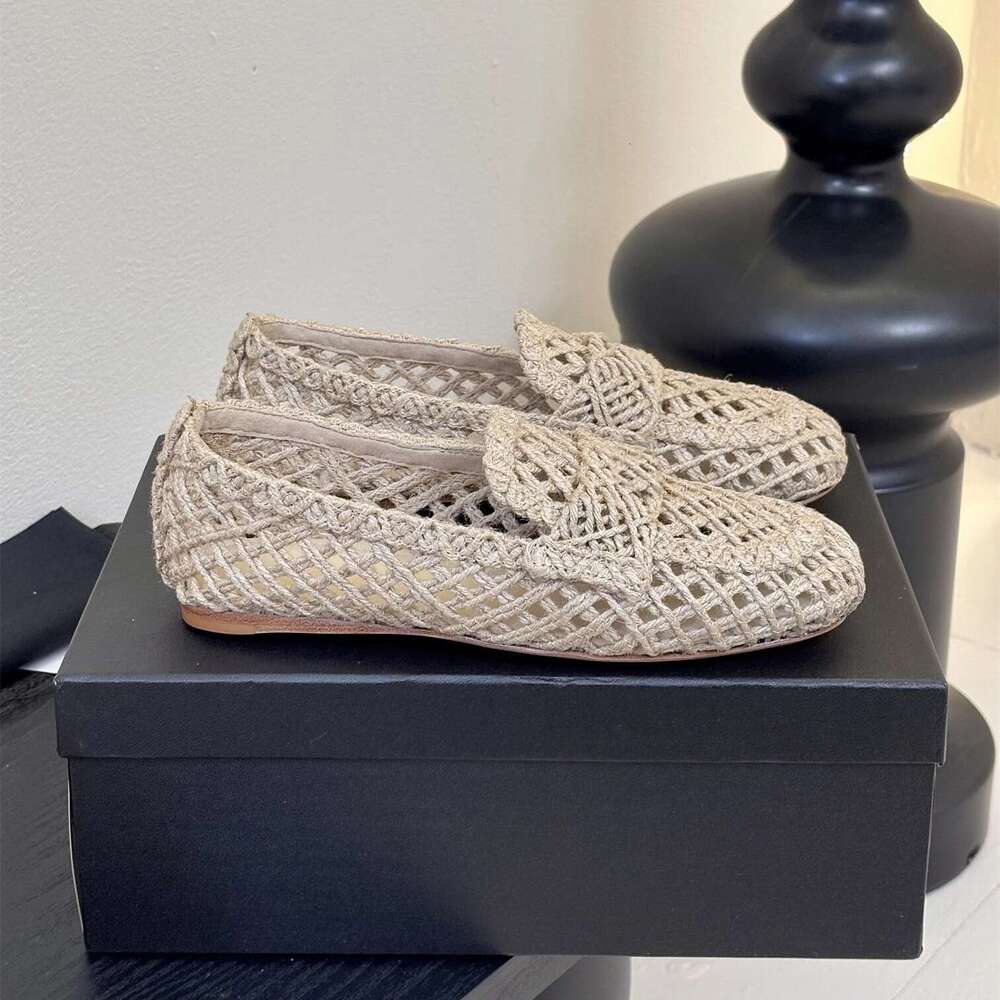 Women Size35-41 Weaving Knitting Loafers Low Heels Solid Colors Hollow Flats Round Toe Designer Shoes atillas De Mujer