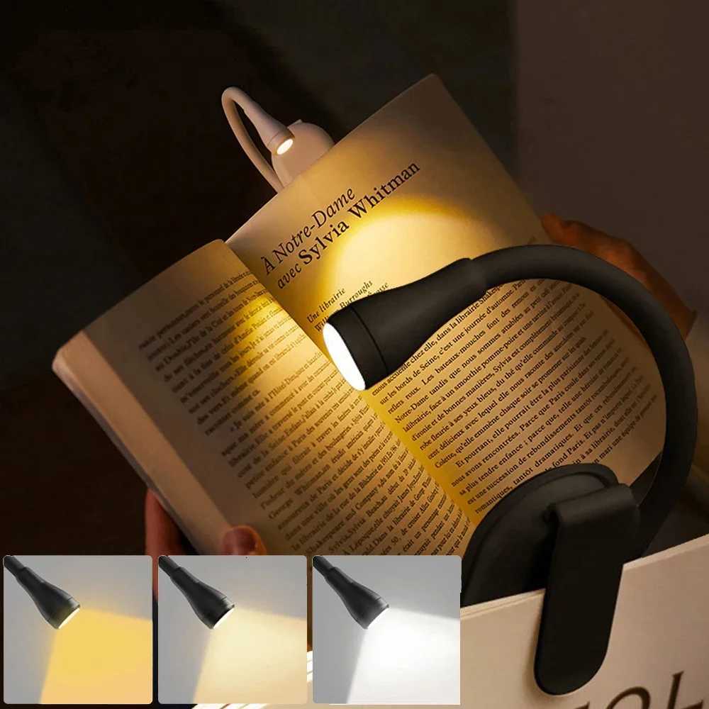 New Mini LED Book Light Eye Protection Adjustable Clip 360 Flip Study Lamp Rechargeable 3 Color for Travel Bedroom Reading M251120