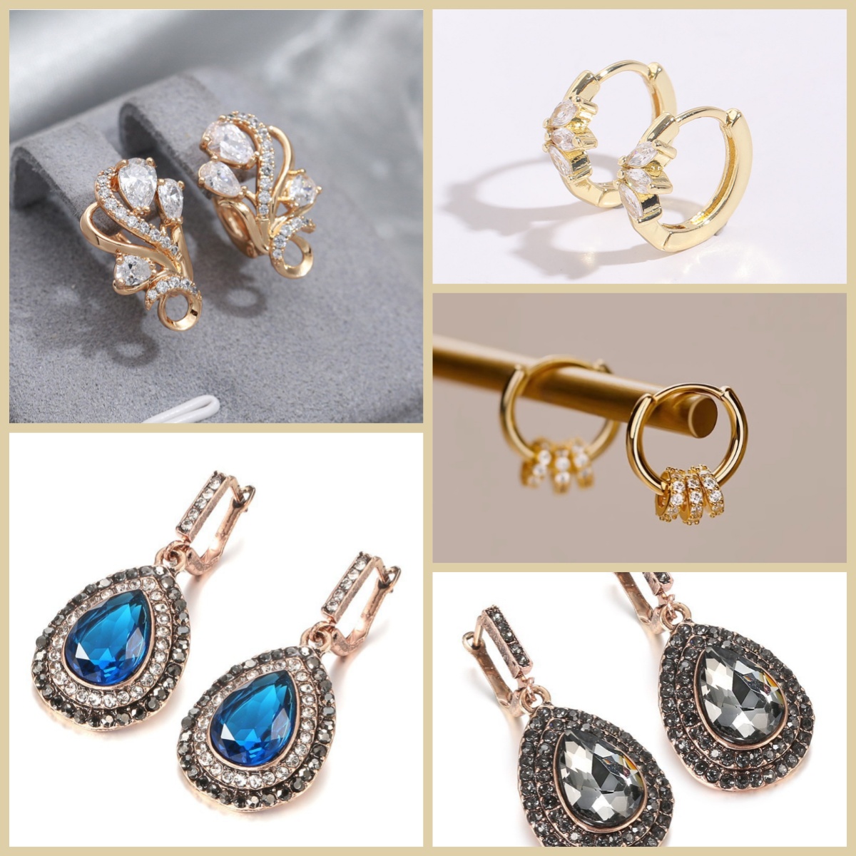 Rose Hollow-out Zircon Earrings with Diamond Inlays and Copper Ear Clasps designer earrings moissanite earrings designer gold earrings for woman desig - view 1