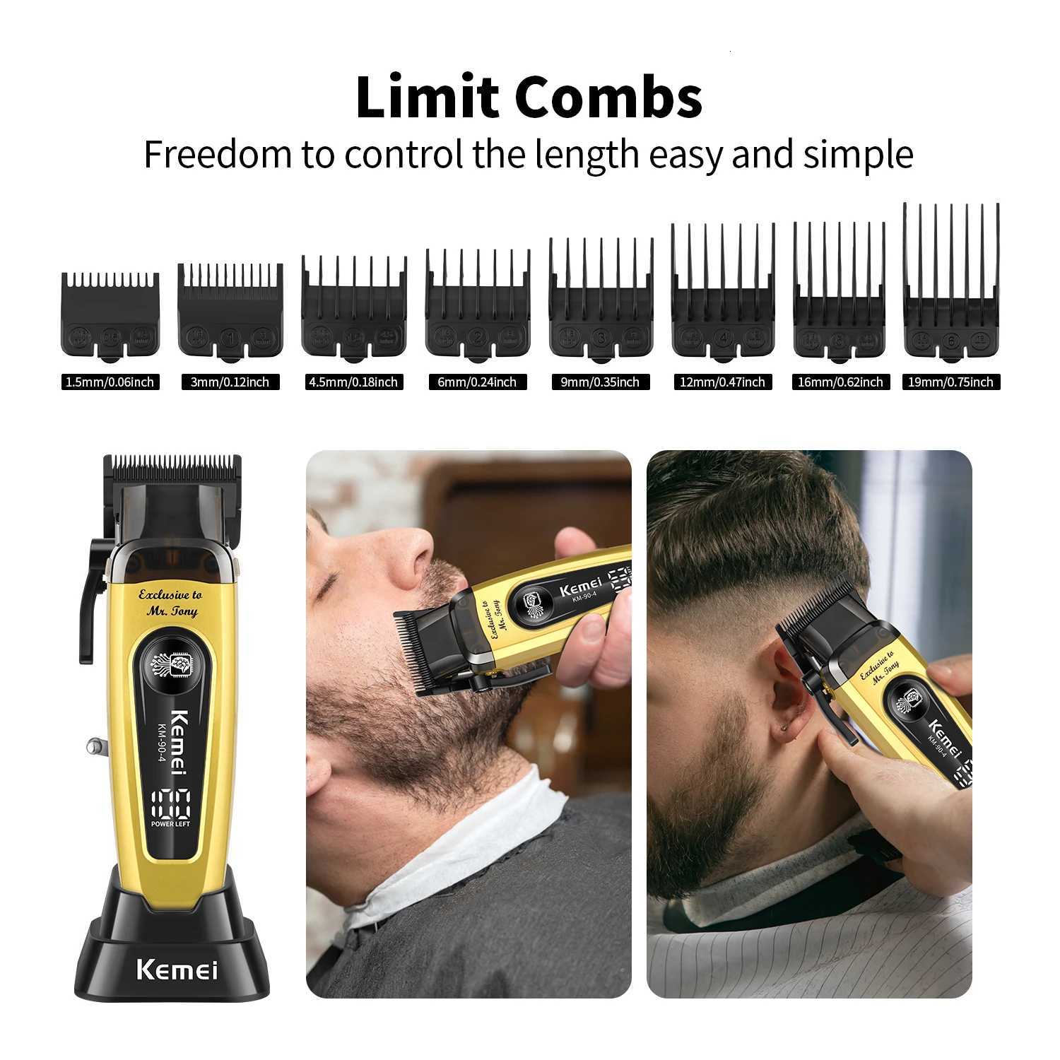 kemei km 90 4 Professional Hair Clipper for Men 11500RPM 10W Brushless Motor DLC Blade Base Charger Haircut Machine Hair TrimmerT251120