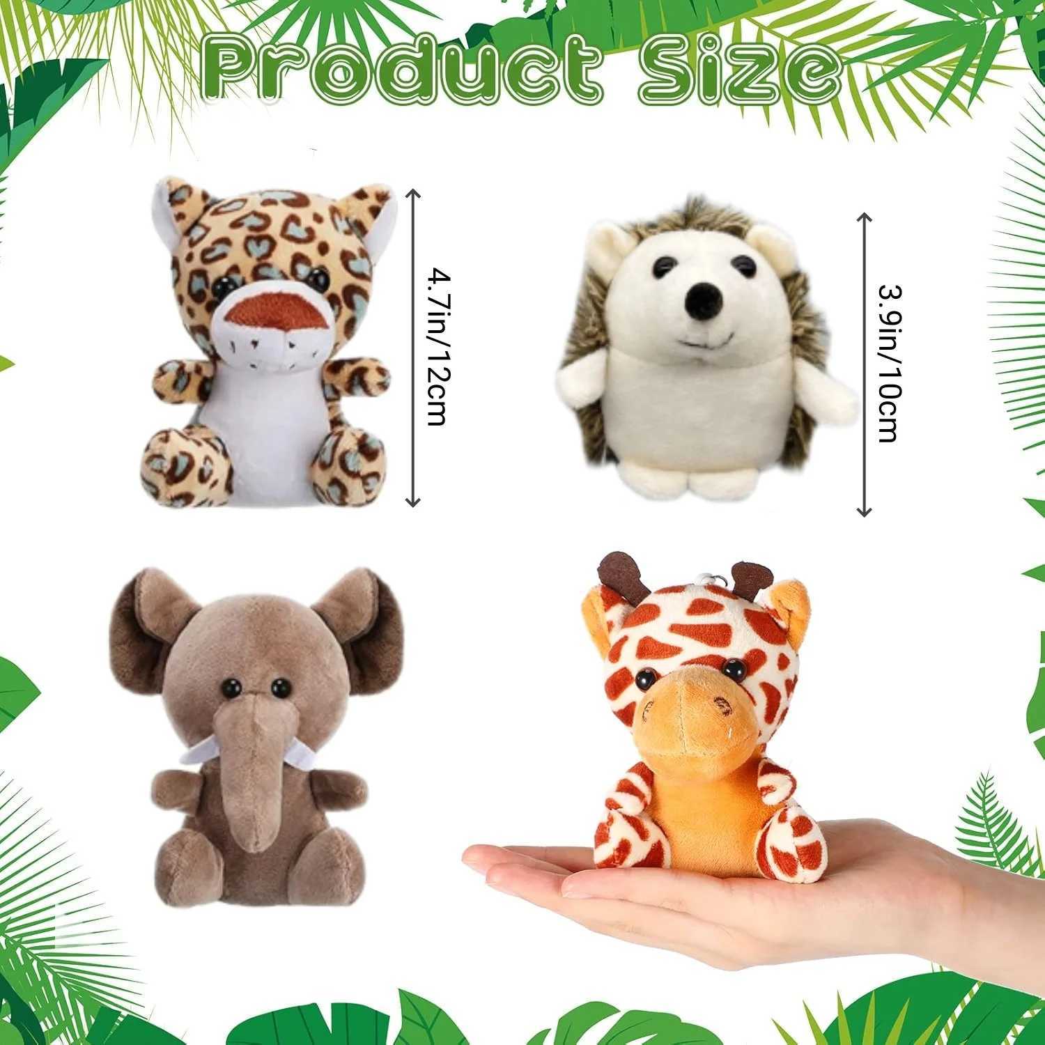 12-36 PCS Small Safari Stuffed Animals Bulk 12cm Jungle Animal Mini Plush Toys for Party Favors Birthday Baby Shower Gift Bags G251120