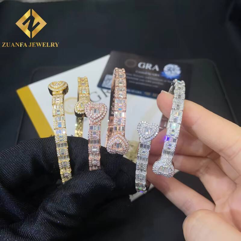 New Arrival Designs Moissanite Heart Bracelet 925 Silver Pass Diamond Tester Moissanite Womens Bracelet with GRA Certification