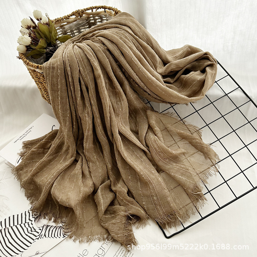 K458 2025 new spring and summer scarf women's thin medium-length scarf literary retro cotton scarf Southeast Asia cross-border