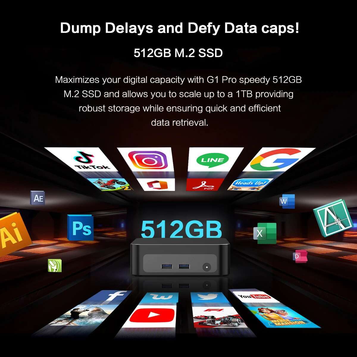 MLLSE G1 Pro Mini PC AMD Ryzen7 5700U DDR4 16GB RAM 512GB SSD WiFi6 BT5.2 Windows 11 Pro Mini Desktop Computer Gaming Work