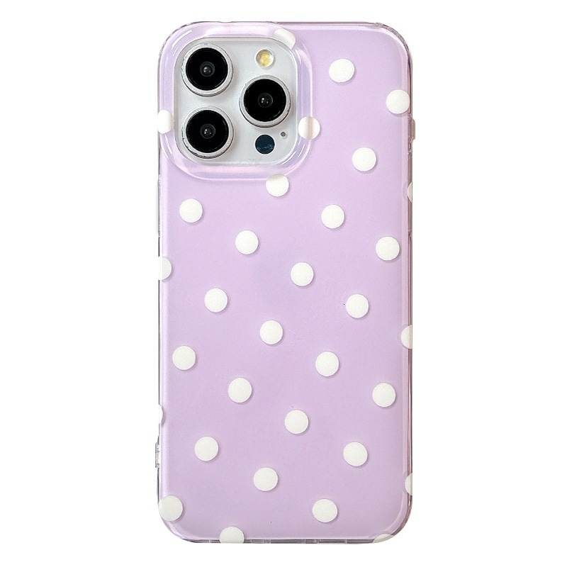 Fresh Polka Dot Phone Case Compatible with iPhone 17 Pro Max Glossy Protective Case iPhone 16/15 Pro iPhone for Girls