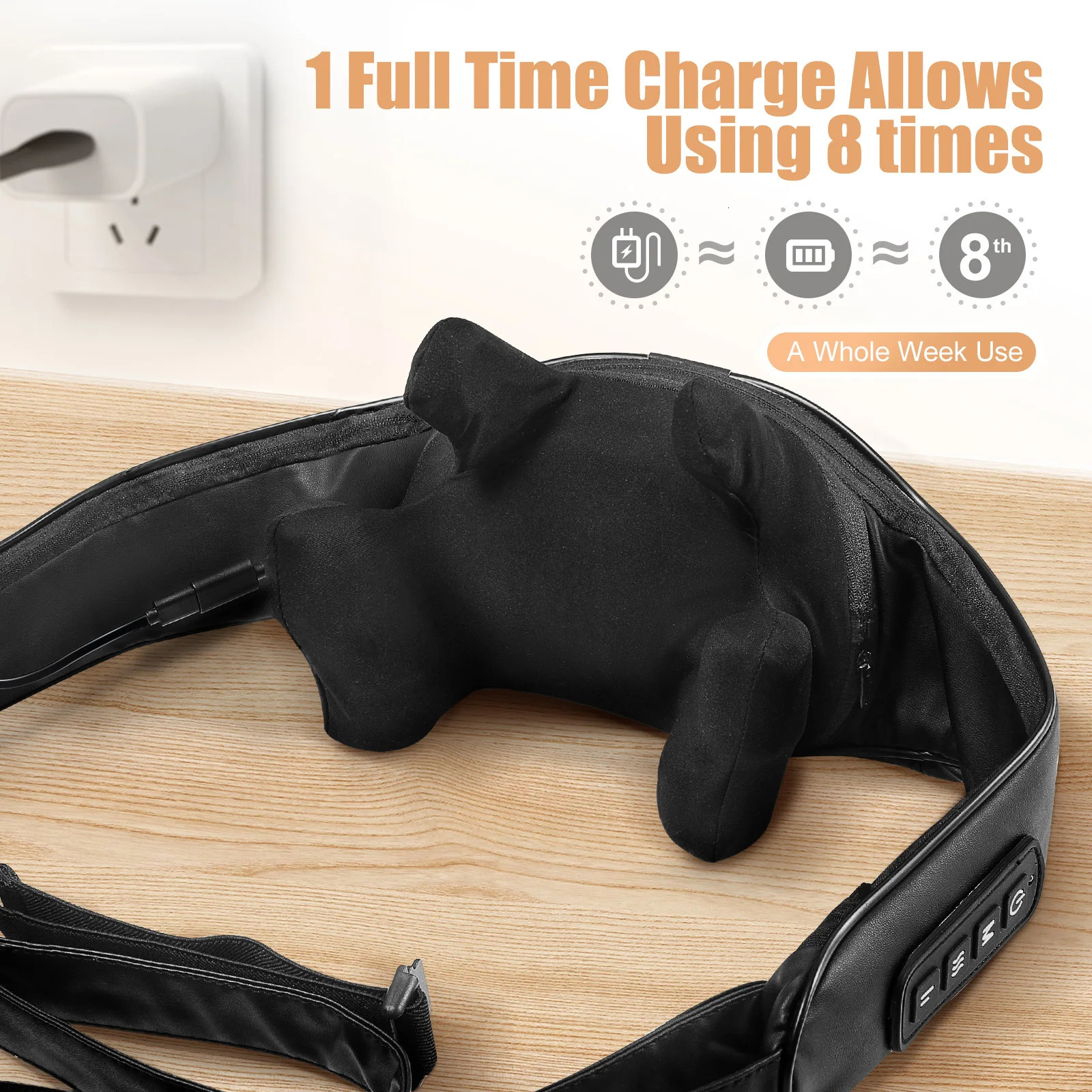 Masgre Shiatsu Back Neck Massager Cordless Shoulder Massager with Heat Electric Deep Tissue 3D Kneading Massage Pillow 251118