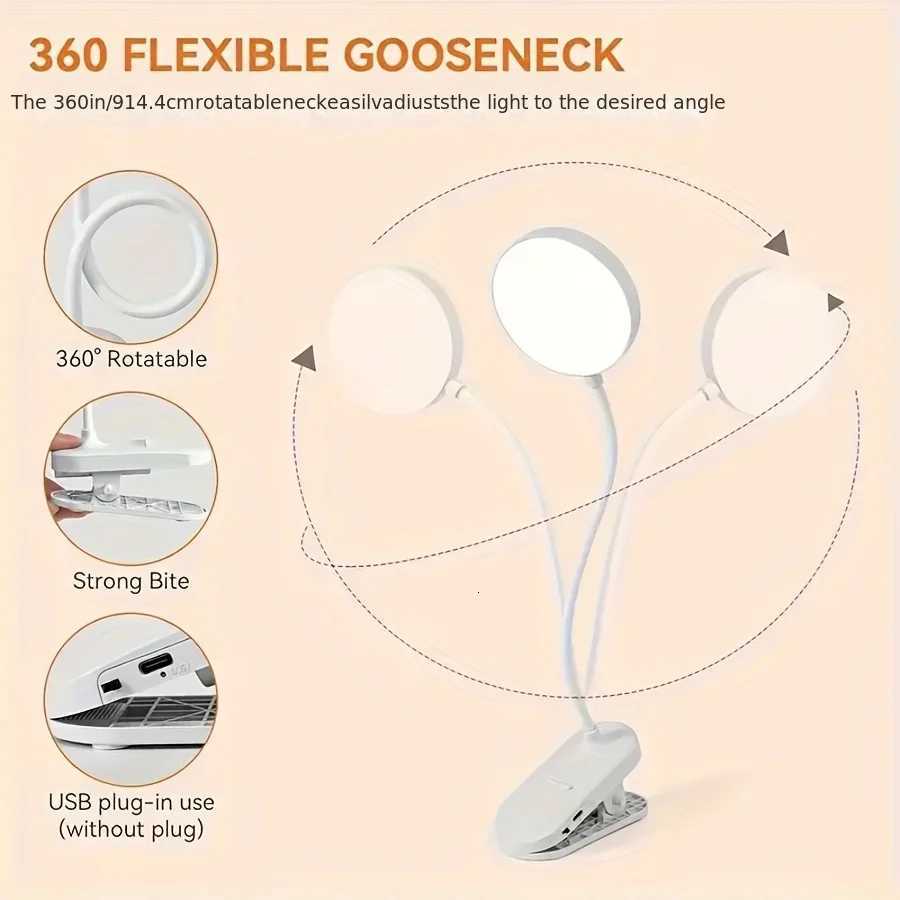 Reading Book Table Lamp LED Desk Lamps 3 Mode Table Lamp Bedside Desk Lamp Folding Clamp Touch Table Lamp USB Plug-in Lamp M251120