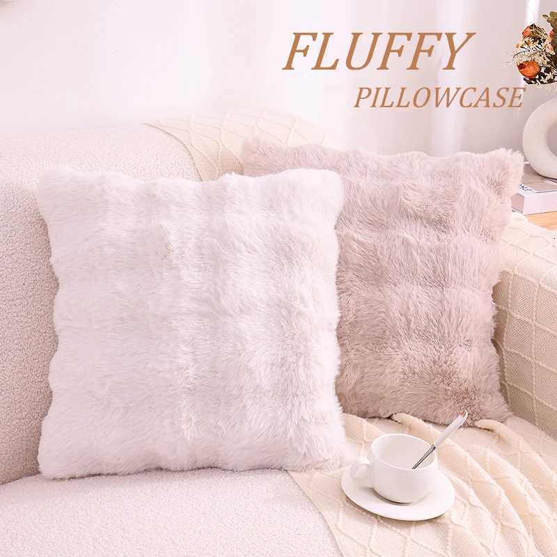 Pillow Case Kitinjoy Faux Fur Cushion Covers Decorative Soft Plush Fluffy Velvet Cushion Cover Square Faux Rabbit Fur Case for Sofa C251120