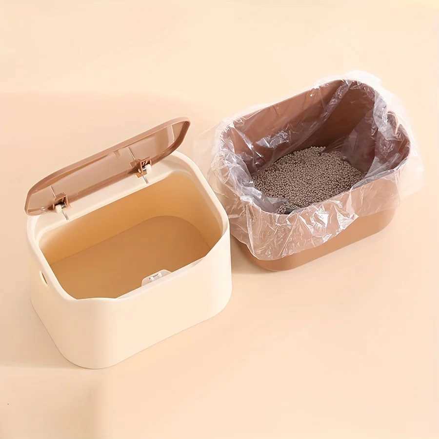 Fully Enclosed Cat Litter Box Silent Cat Litter Shovel Garbage Storage Bucket Desktop Small Waste Collector Home Supplies C251120