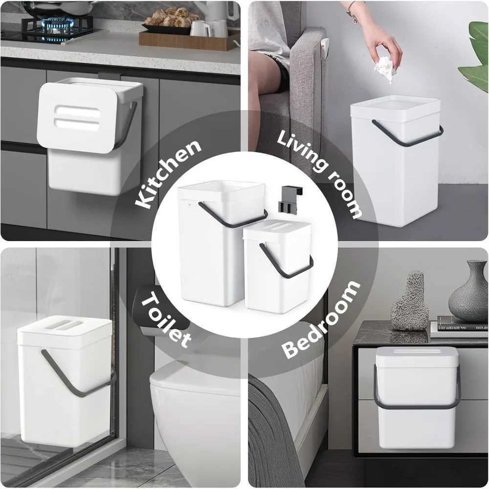 13 Gallon Trash Bin with Lid Adjustable Altitude Wheeled Garbage Can for Kitchen Bathroom Bedroom Office Suitable for 25-4 C251120