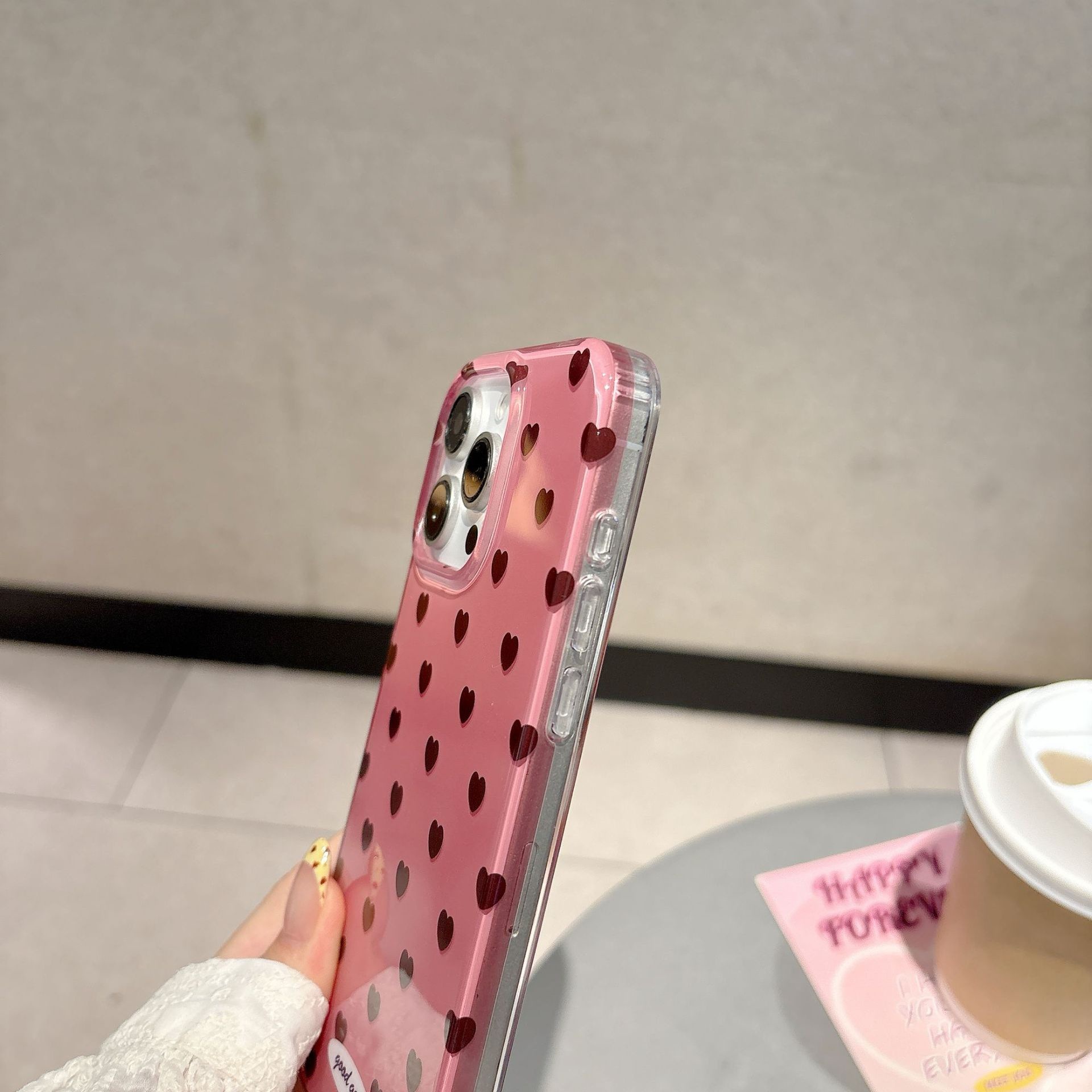 Pink Heart Phone Case Suitable for iPhone 17 Pro Max ins Niche Protective Case iPhone 16/15 Pro