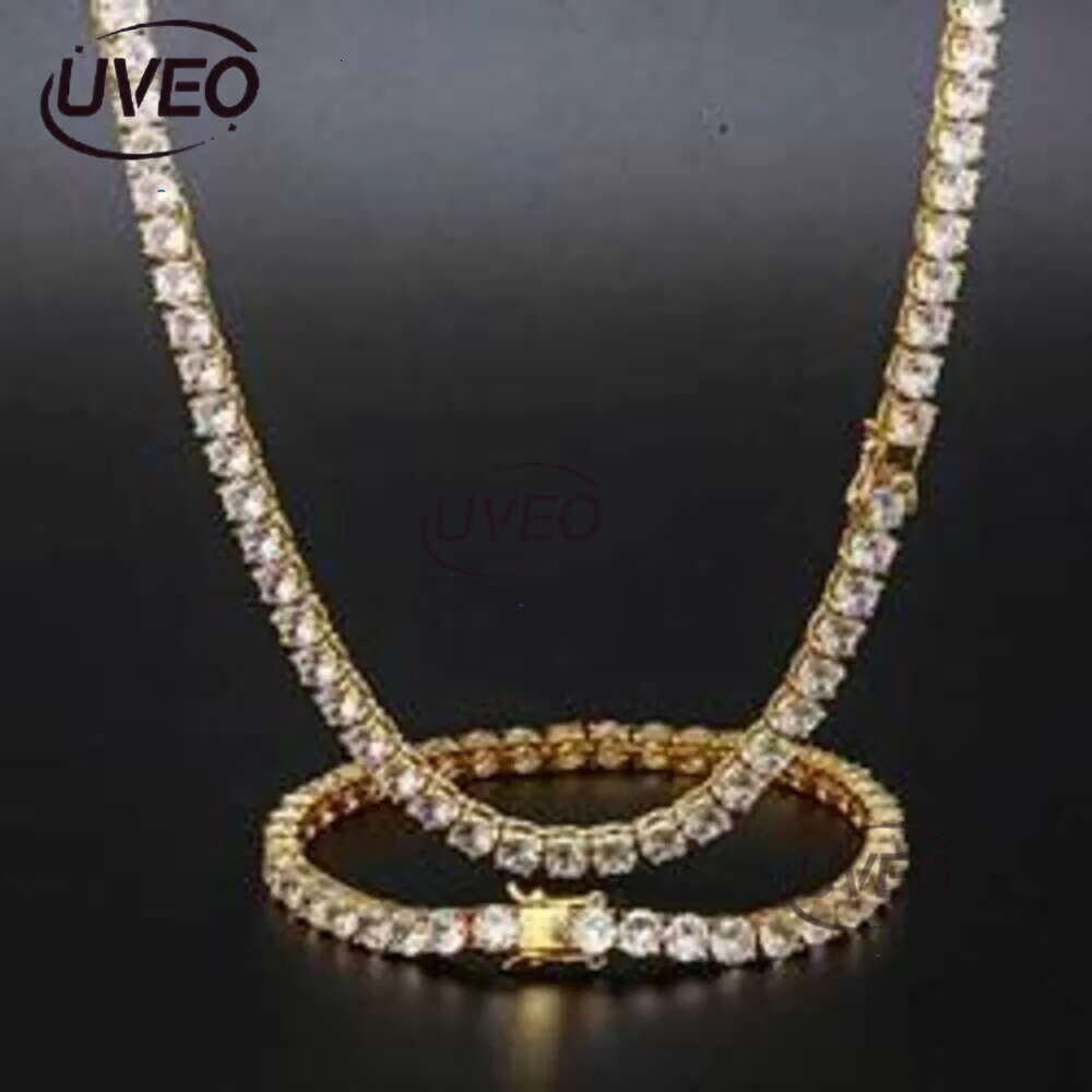 HipHop Jewelry ice out 3mm 4mm 5mm 6mm sterg sier VVS Moissanite Dia Tennis k Chain Bracelet Necklaces