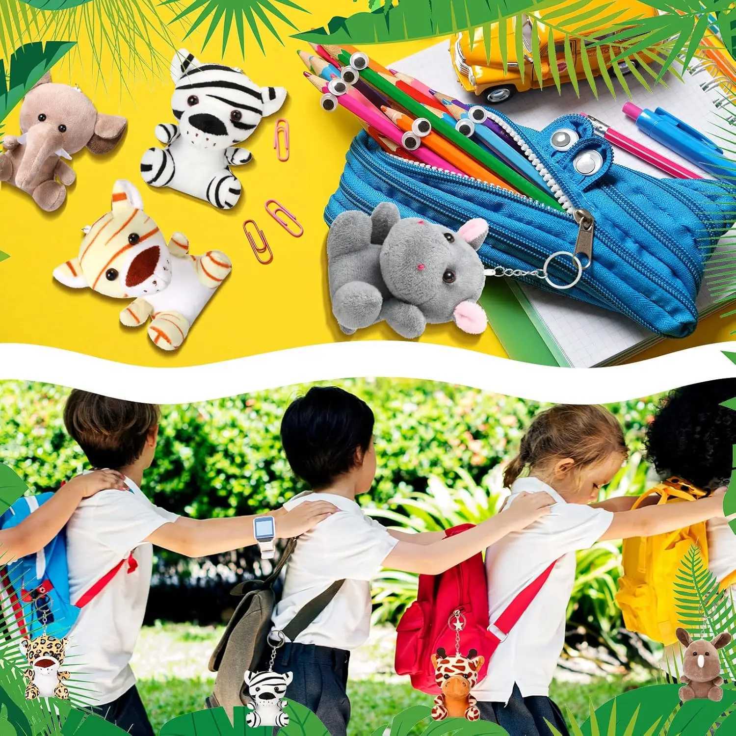 10-50 PCS Small Safari Stuffed Animals Bulk 12cm Jungle Animal Mini Plush Toys for Party Favors Birthday Baby Shower Gift Bags G251120