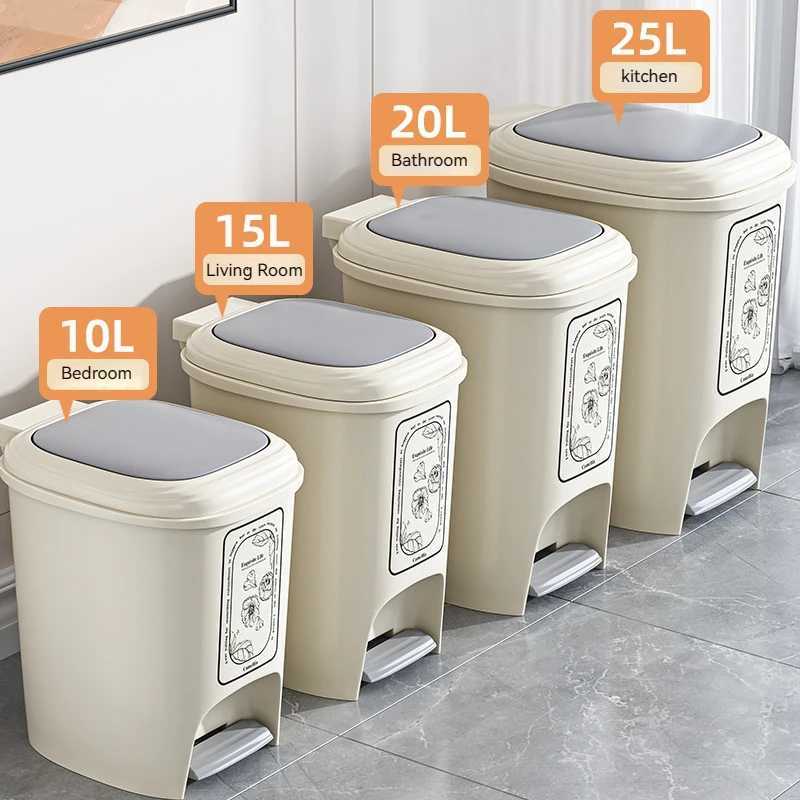 Garbage Bin Household Kitchen Waste With Lid Pedal Style Kitchen Bathroom Office Living Room Large Capacity C251120