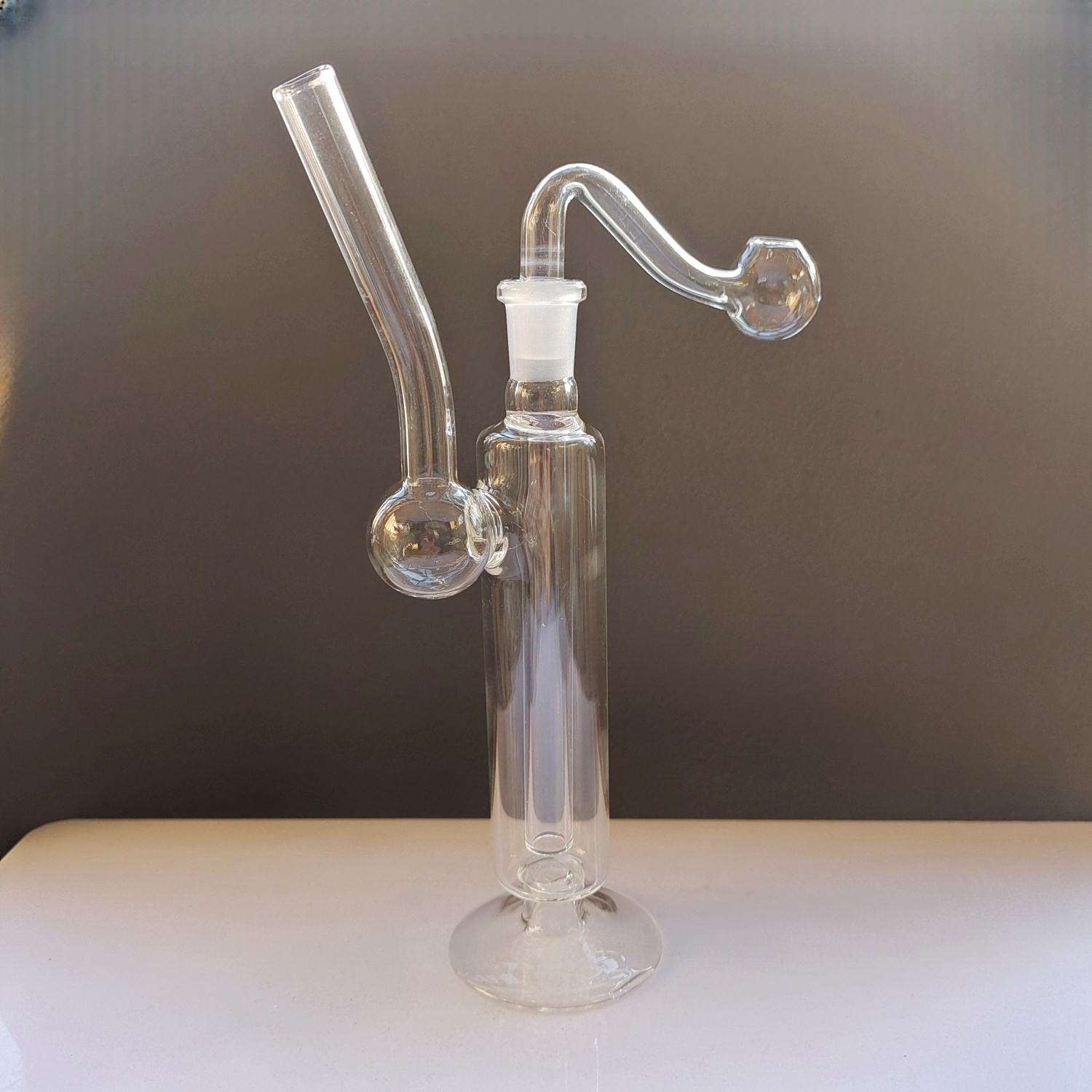 Tall 5.5inch Thick Clear Glass Bong Smoking Water Pipe Hookah Bubbler With 10mm Oil Bowl