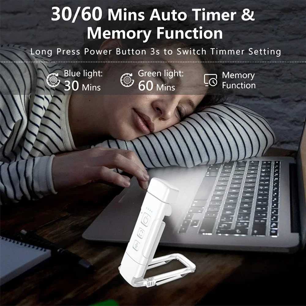 USB Rechargeable Book Light Portable LED Reading Lamp Clip On Bookmark Light for Bedside Desk Night Reading M251120