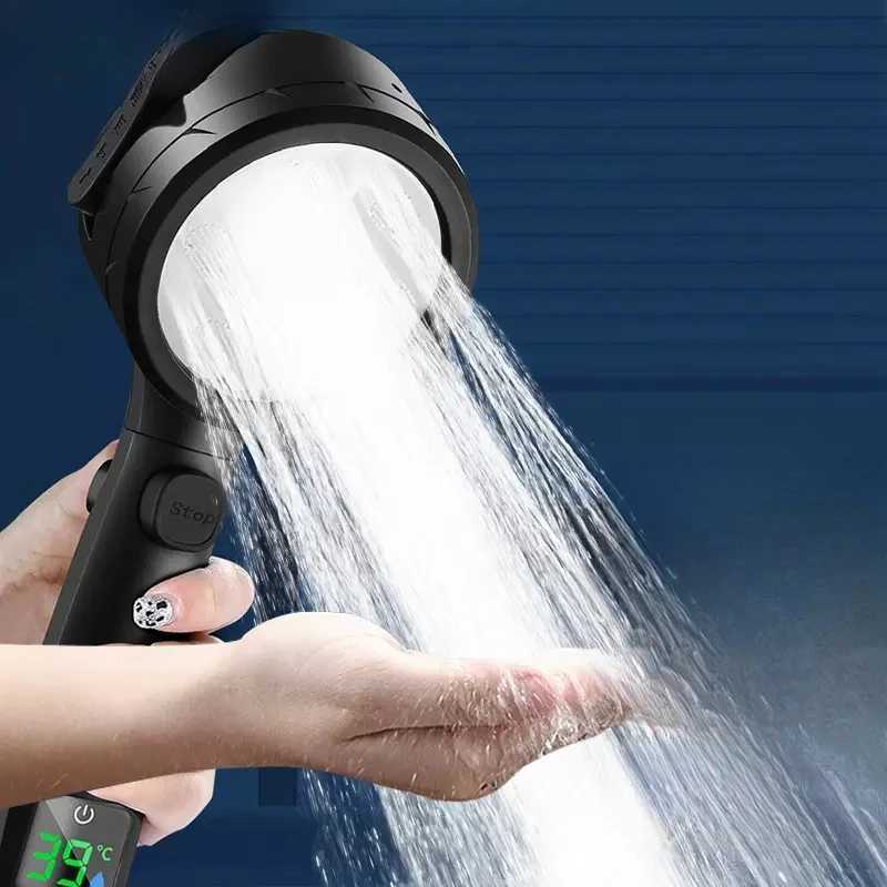 Digital LED Handheld Shower Head Water Saving High Pressure Showerhead Pressurized Adjustable Spray LCD Temperature DisplayM251120