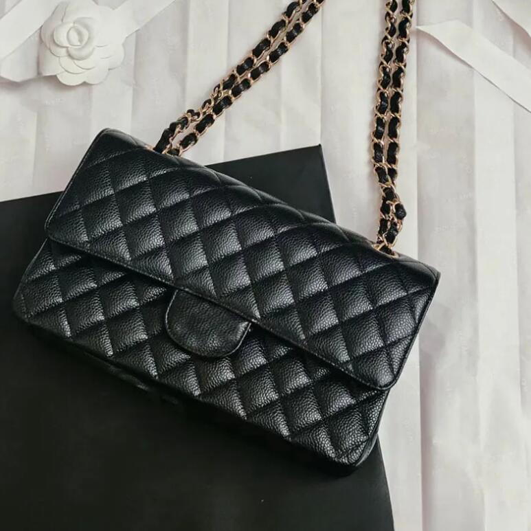 Designer bags Chain Bag plaid flap 5A CF caviar shoulder handbag gold silver chain leather double letter solid color buckle square stripe lady messenger
