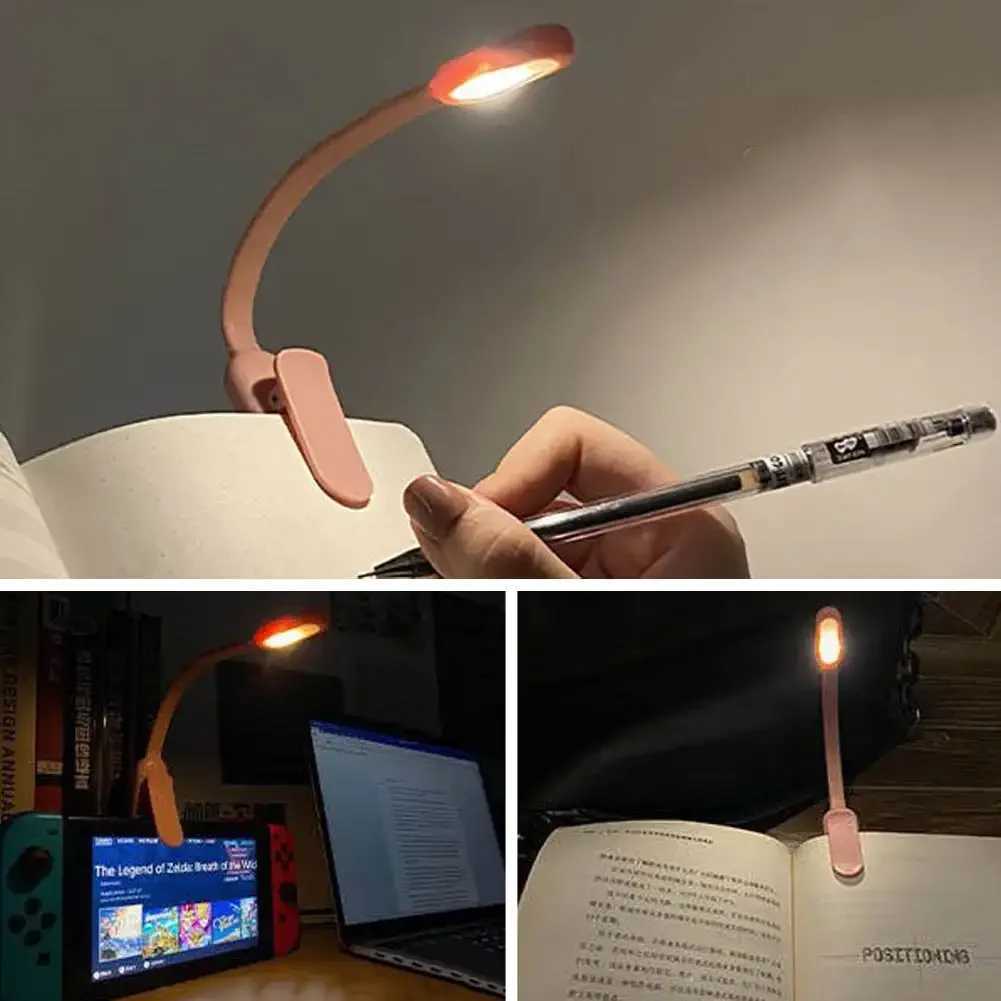 Mini LED Book Night 3 Brightness Adjustable USB Rechargeable Clip-On Study Reading Lamp for Travel Bedroom Dormitory Reading M251120