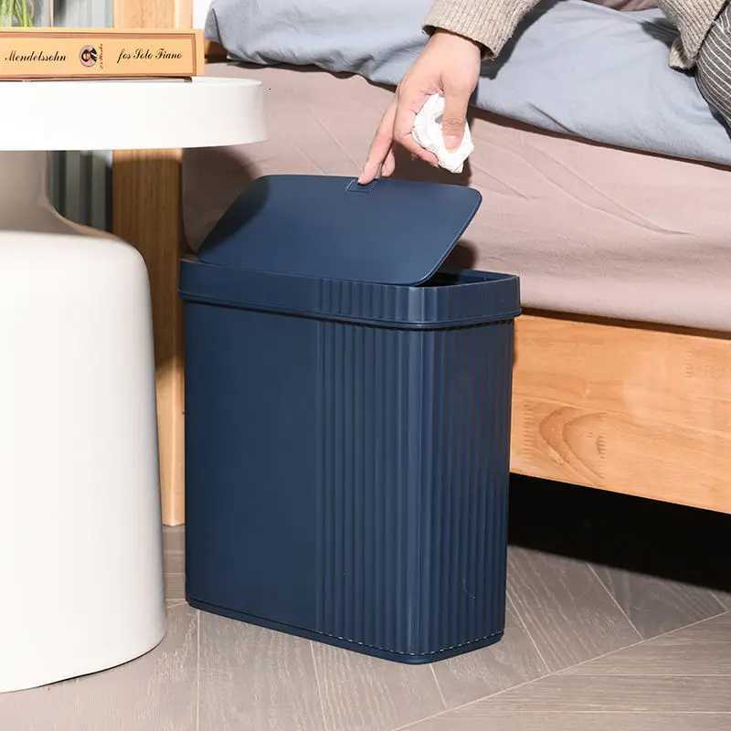 8L Trash Can Household with Lid Kitchen ification Press-type Bathroom Living Room Rectangular Trash Can C251120
