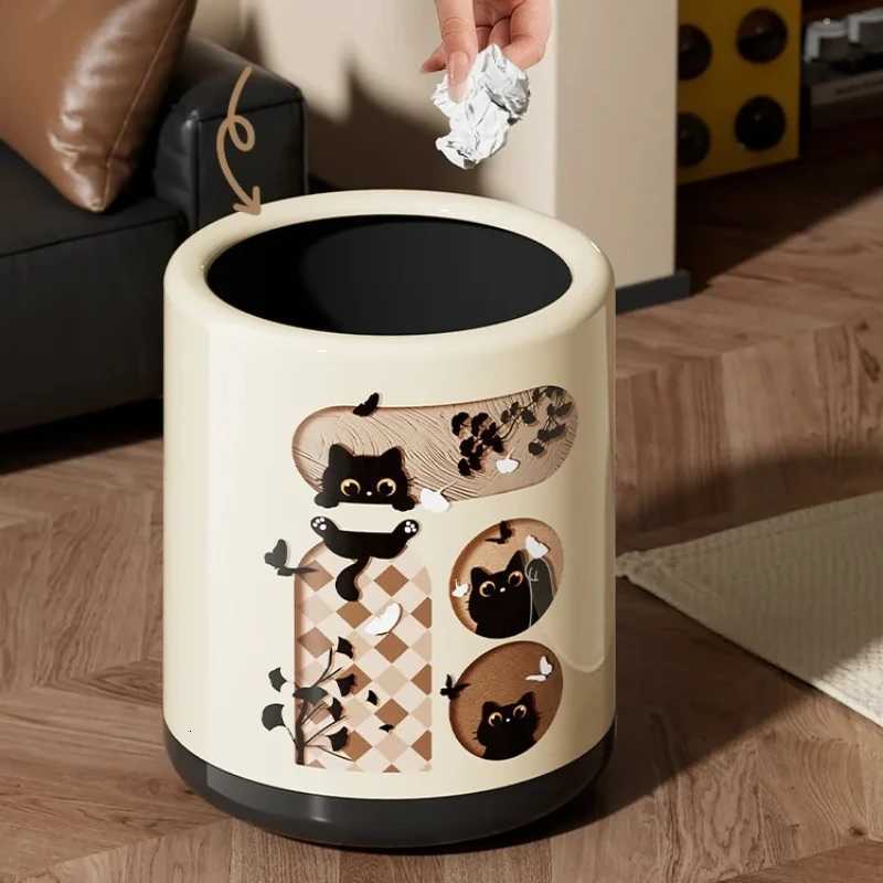 Vintage Trash Can - Premium Home Waste Bin Cute Design for Living Room/Kitchen Odor-Proof Garbage Basket Elegant Home Decor C251120