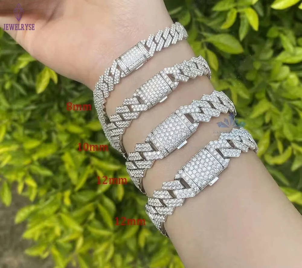 Charm 6mm Widh Braceles Fashion Cuban Link Chain Hip Hop Miami S Cuban Chain Iced Ou Moissanie Bracele Sier Pass Diamond Teser for Men Women Valenine