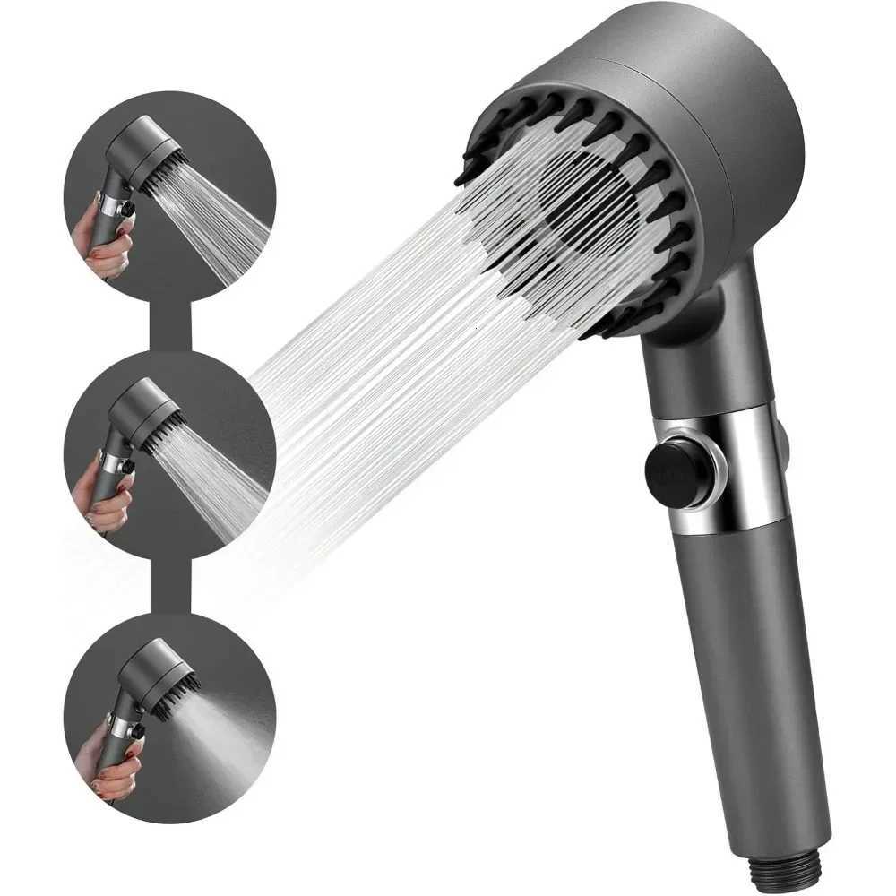 High Pressure Shower Head Raindrop Faucet 3 Mode Adjustable Spray Filtration System with Massage Brush for Spa ExperienceM251120