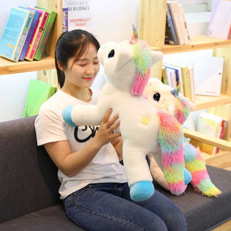 Rainbow Unicorn Plush Toy 16/24/32 Inch Soft Stuffed Animal Perfect Gift For Christmas Or Birthday G251120