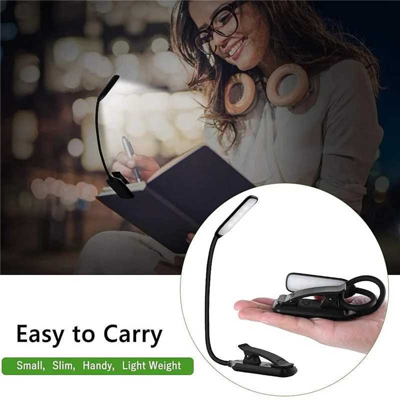 W White Rechargeable Book Light Mini 9 LED Reading Light Dimmable Flexible Easy Clip Lamp Read Night Reading Lamp in Bedroom M251120