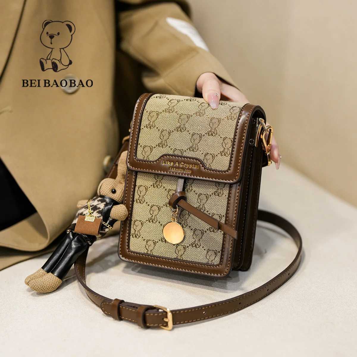 Beibaobao 2024 New PU Bag Cover Style Phe Bag Mini Small Square Bag Vertical Fi Zero Wallet Wens Phe Bag Y251120