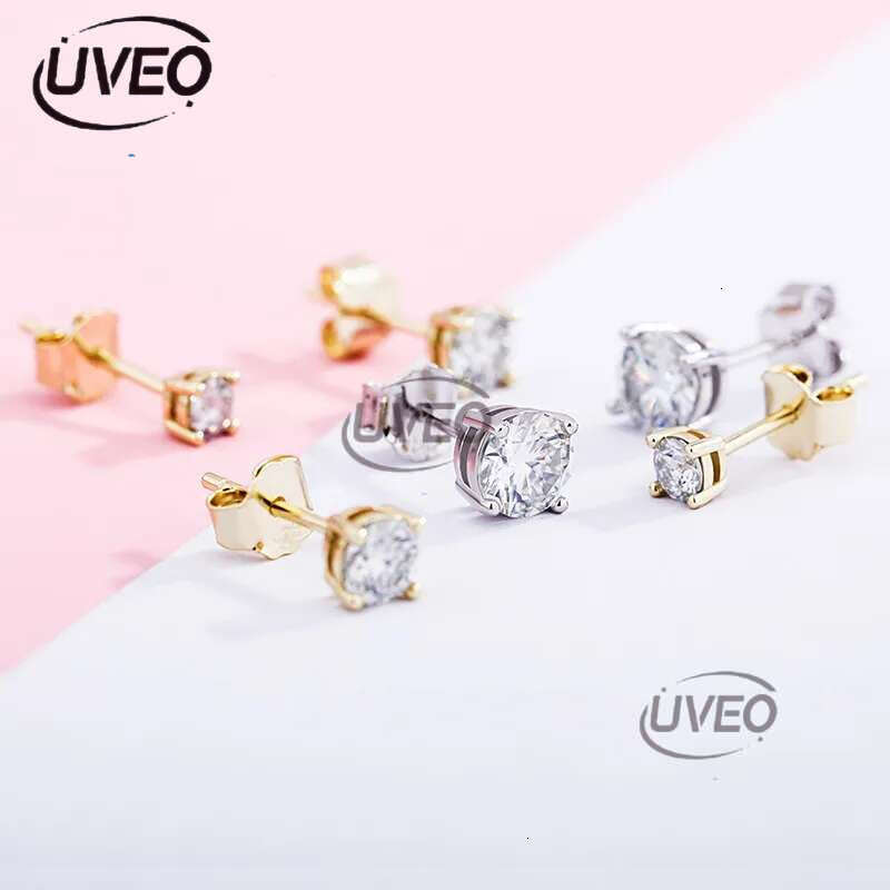 Real Moissanite Earring Studs for Women 0.1-1 Carat D Color 100% Sterg Sier Earrings 2023 Trend Fine Quality Wedding Gold Plated Jewelry Gifts Bijoux