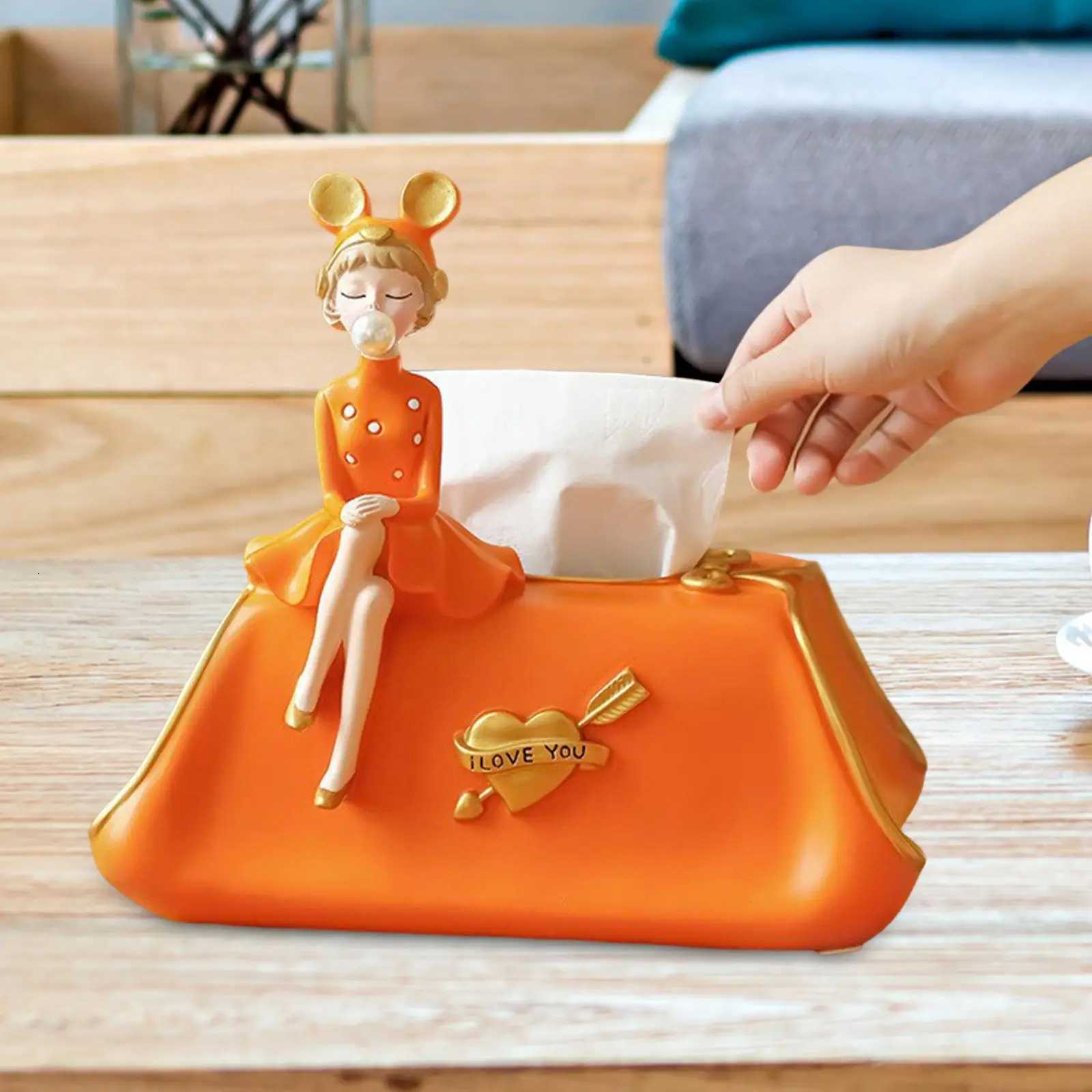 Girl Tissue Box Decorative Ornament for Office Dresser Bedroom C251120