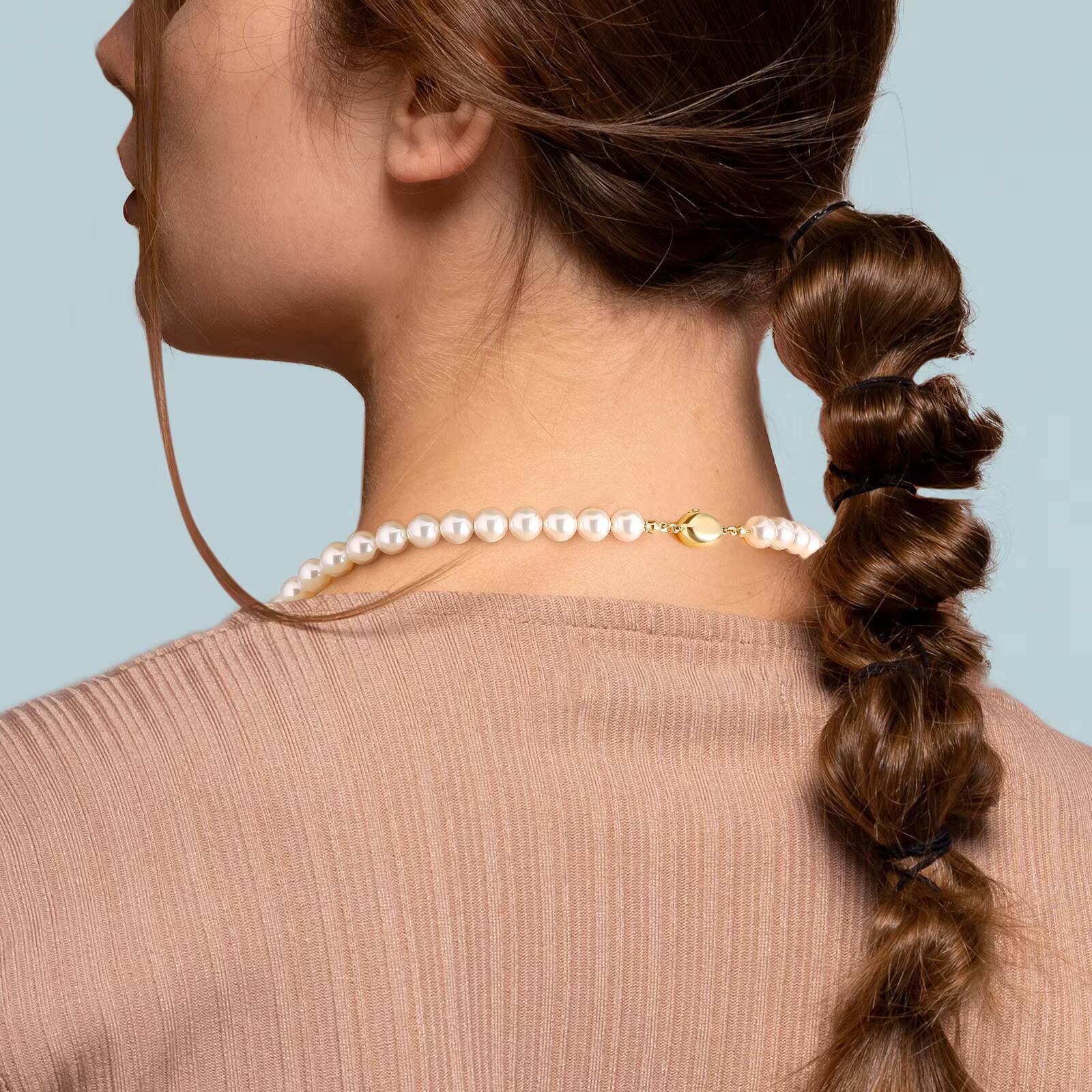 Bridal Wedding Crystal Jewelry Pearl Chain 14K Gold Plated Vintage Choker Boho Round Imitation Beaded Pearl Necklace for Women