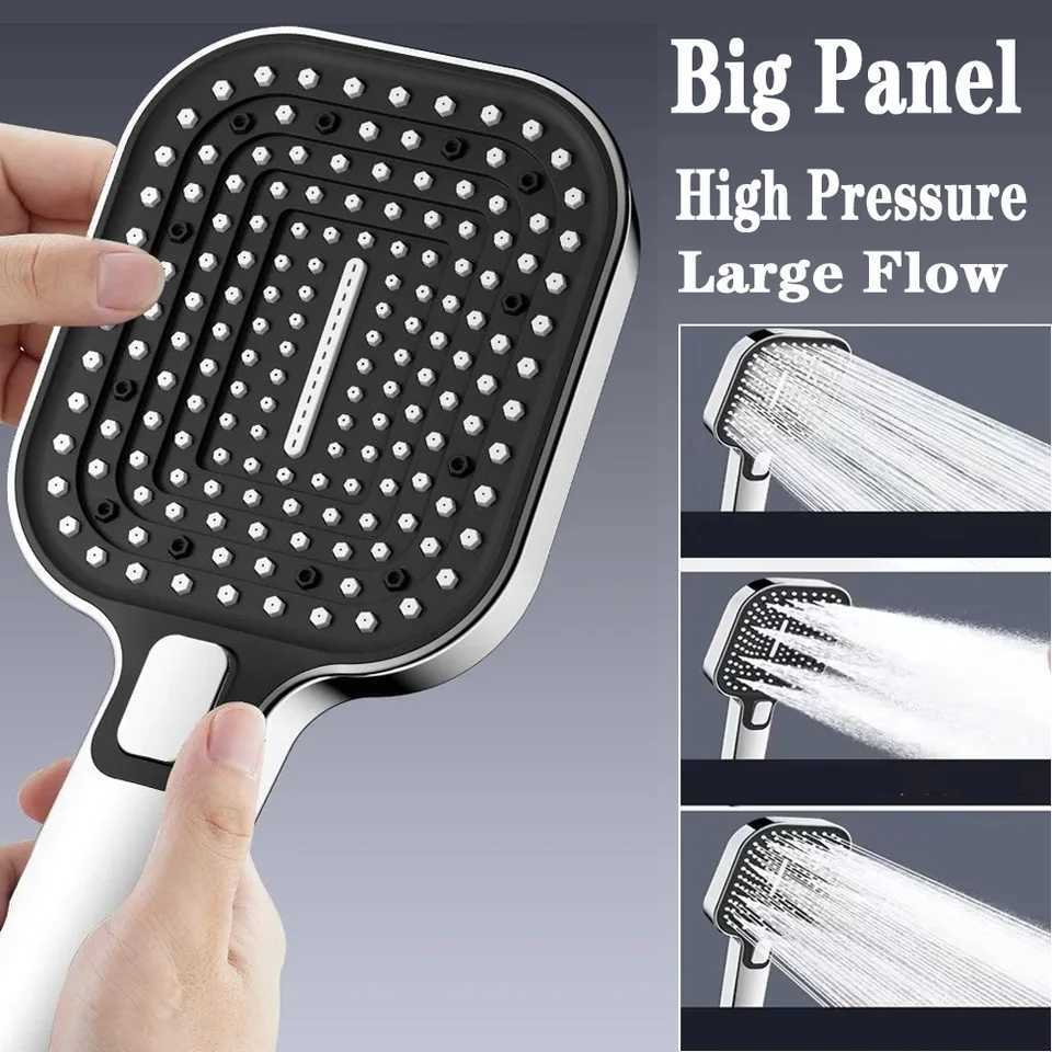 Massage Spa Pressurized Shower Head 3 Modes Big Panel High Pressure Rainfall Spray Large Flow Shower Nozzle Bathroom AccessoriesM251120