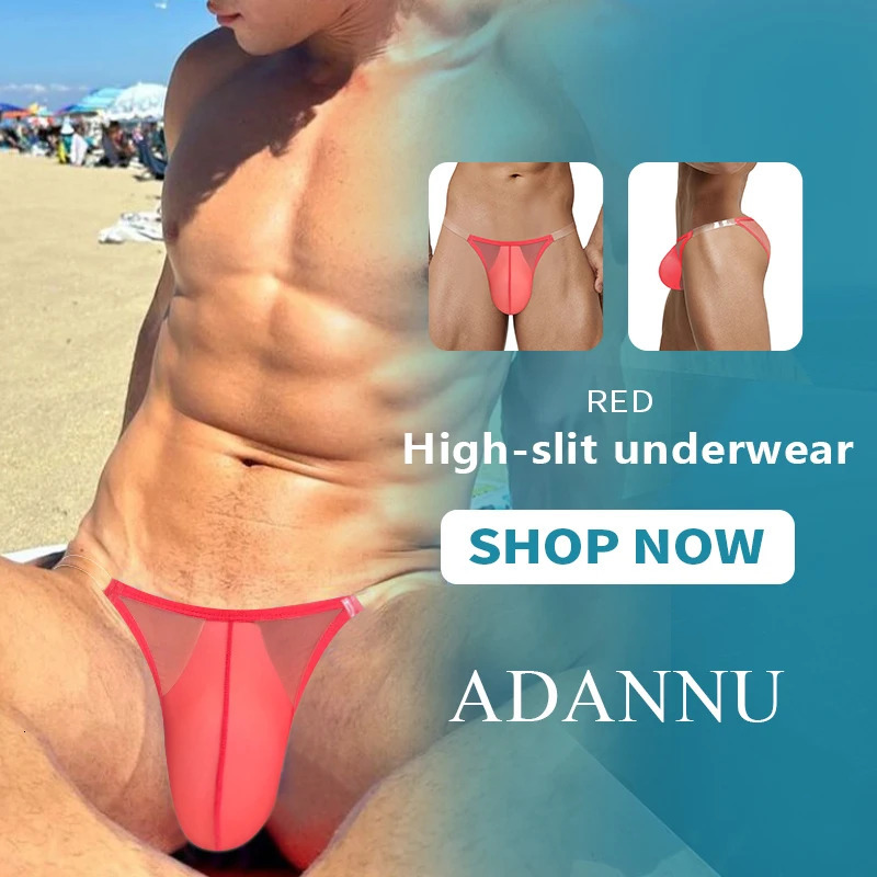 ADANNU Mens Underwear Fabric Low Waist Transparent Mesh Sexy Bikini 001 Ultra Thin Breathable Briefing 250417