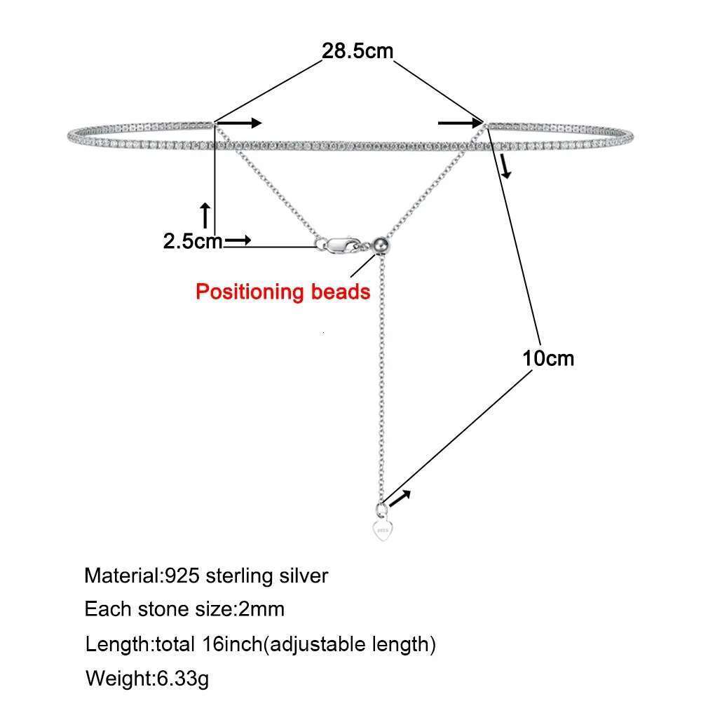 2mm Moissanite Tennis Necklace For Women S Sier Plated Gold Sparking Rhie Choker Chain Wedding Jewelry Adjustable