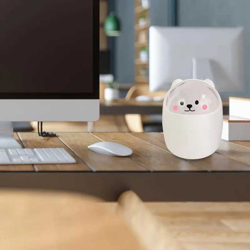 Cute Desktop Trash Can Animal Design Tiny Tabletop Wastebasket Funny With Shake Lid Decorative Desktop Trash Can With Lid C251120