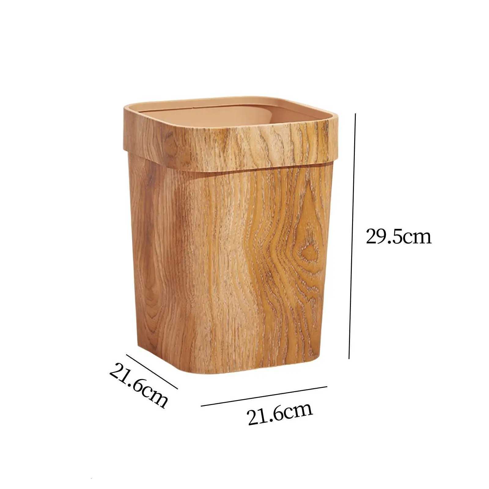 Vintage Wood Grain Trash Can Reusable Durable Anti Skid Waste Paper Basket Large C251120