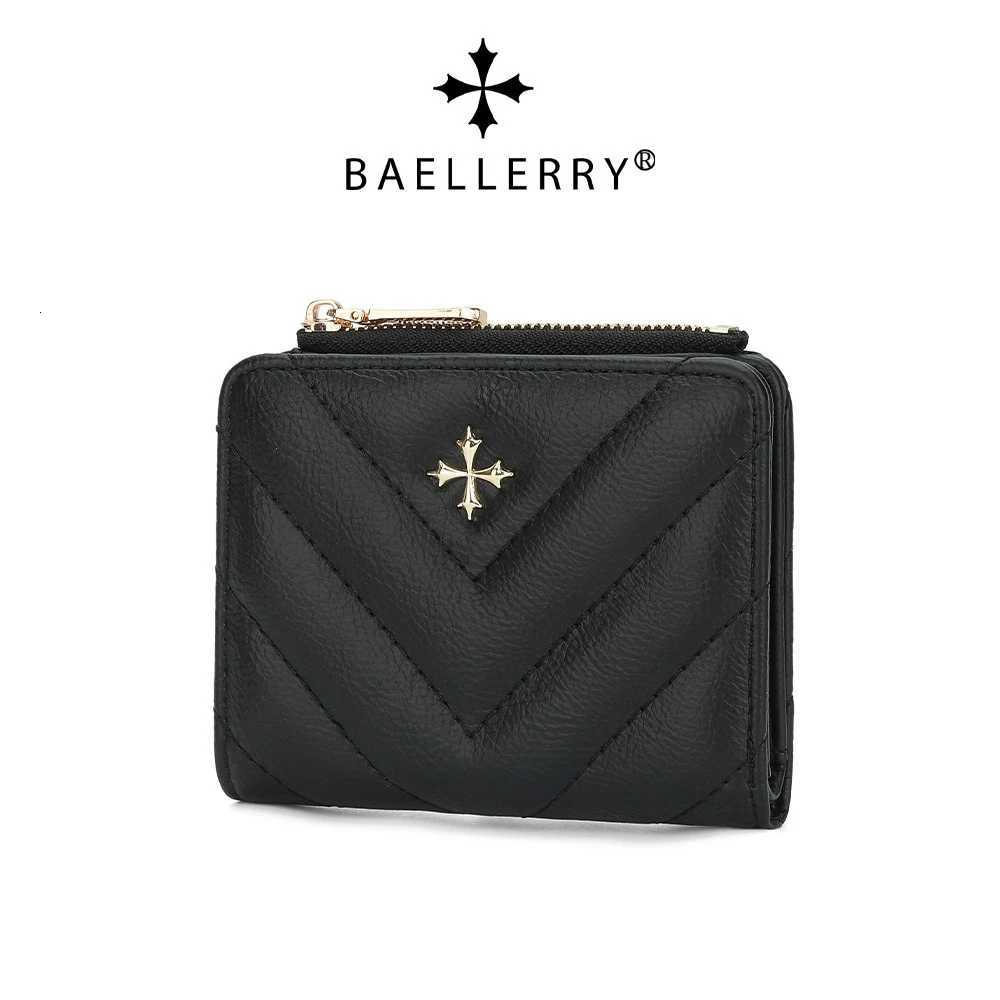 Short Wallet for Women Baellerry Minimalist Korean Card Case with Zipper Stitching Detail Multi Slot RFID Blocking Small PurseW251120