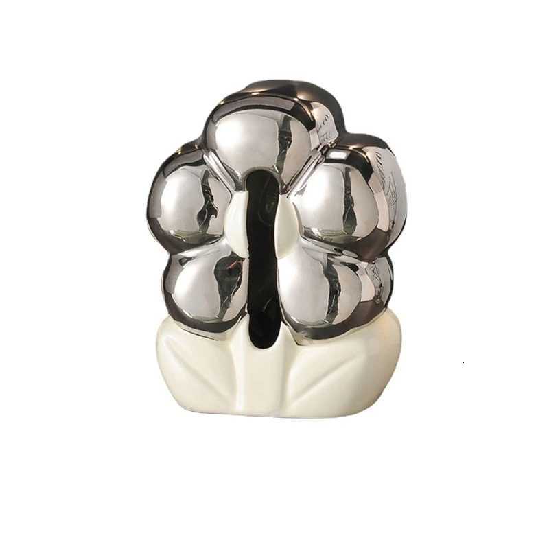 Flower Shaped Tissue Box Ceramic Modern Light Luxury Household Dispenser Dining Table Decoration Art C251120