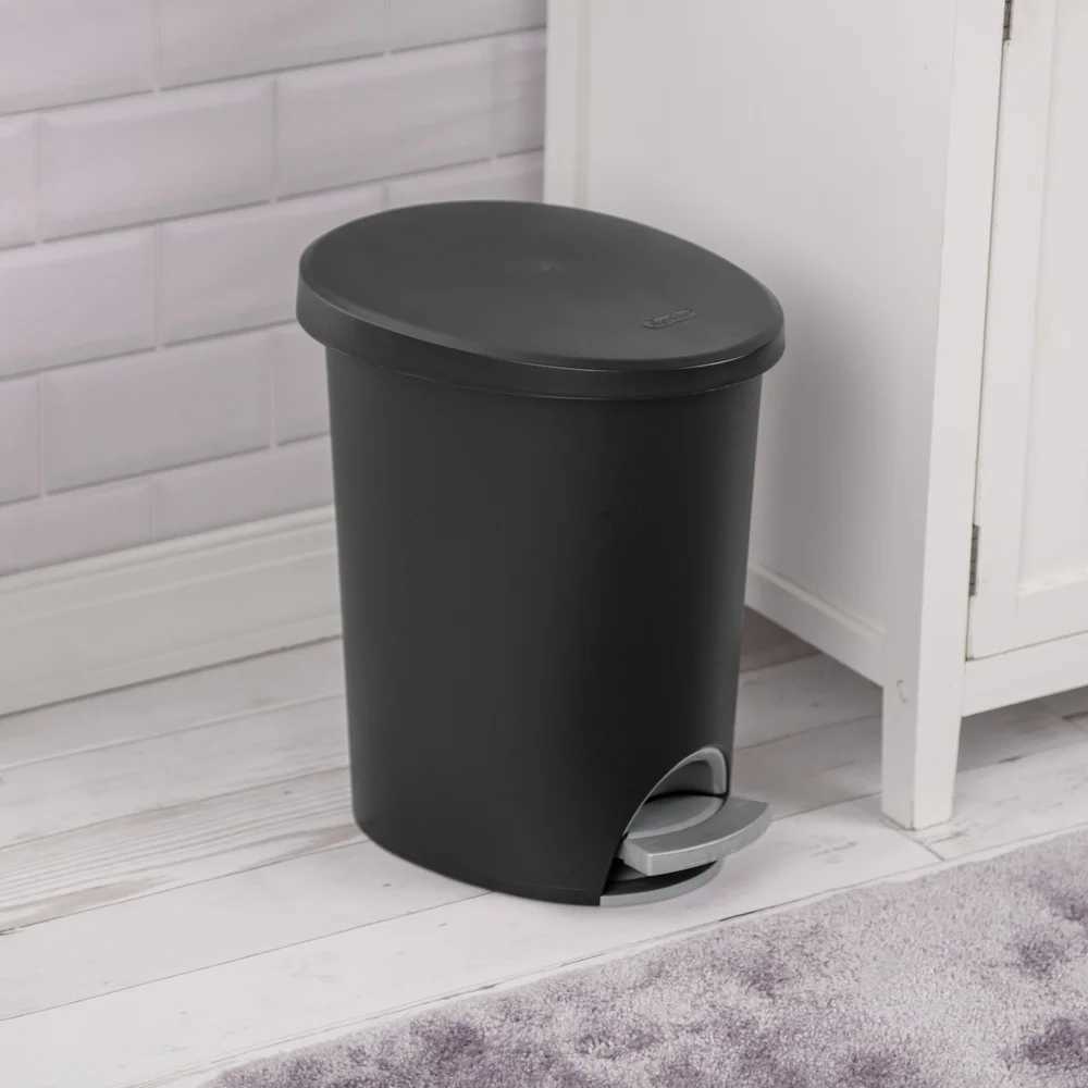 Hands-Free 26 Gallon Step-On Trash Can Plastic Wastebasket Narrow Spaces Indoor Use Bathroom Kitchen Bedroom C251120
