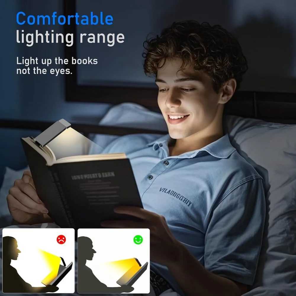 LED Rechargeable Clip-On Book Light 3 Colors 5 Brightness Bed Reading Night Light Eye-Protection Bookmark Lamp Mini Book Lamp M251120