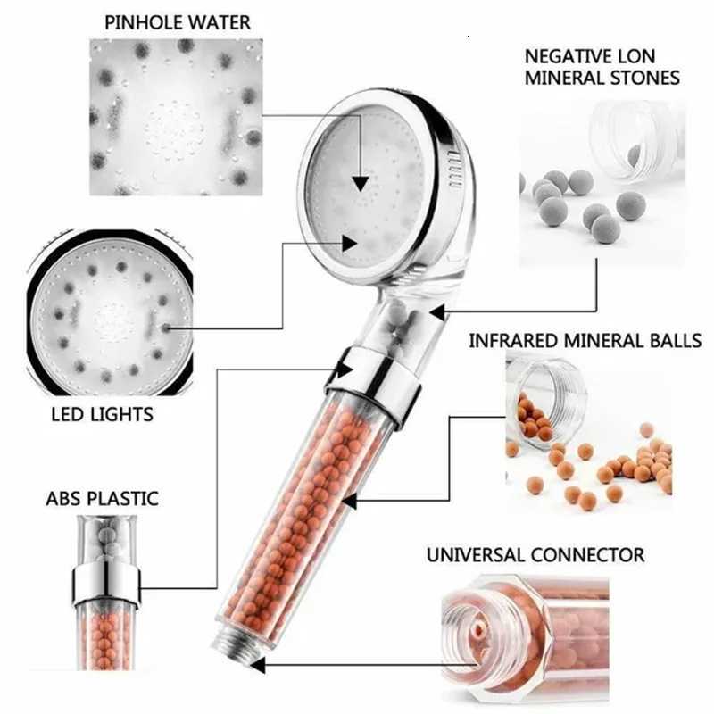 1pc LED Colorful Shower Head Temperature Control Changes Color Shower Head 7/3 Color Home Bathroom Hardware Shower AccessoriesM251120