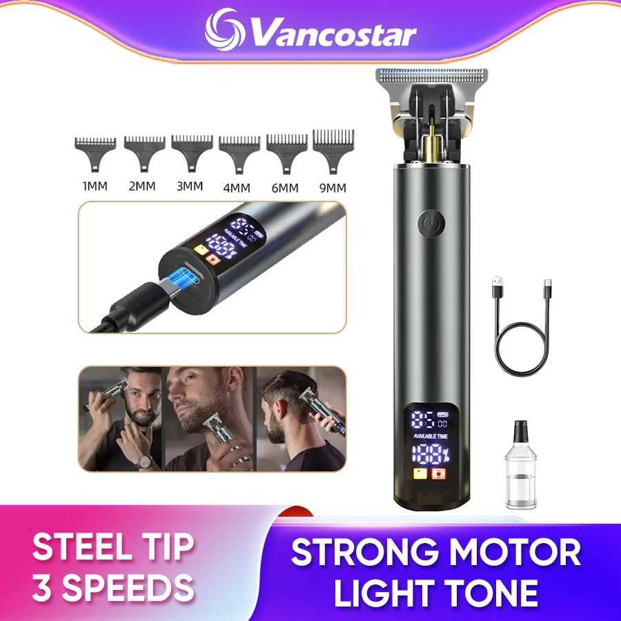 Professional Hair Clipper Rechargeable 3 Speeds LCD Display Metal Electric Beard Groomer for Men Barber Hair Cut Hair TrimmerT251120