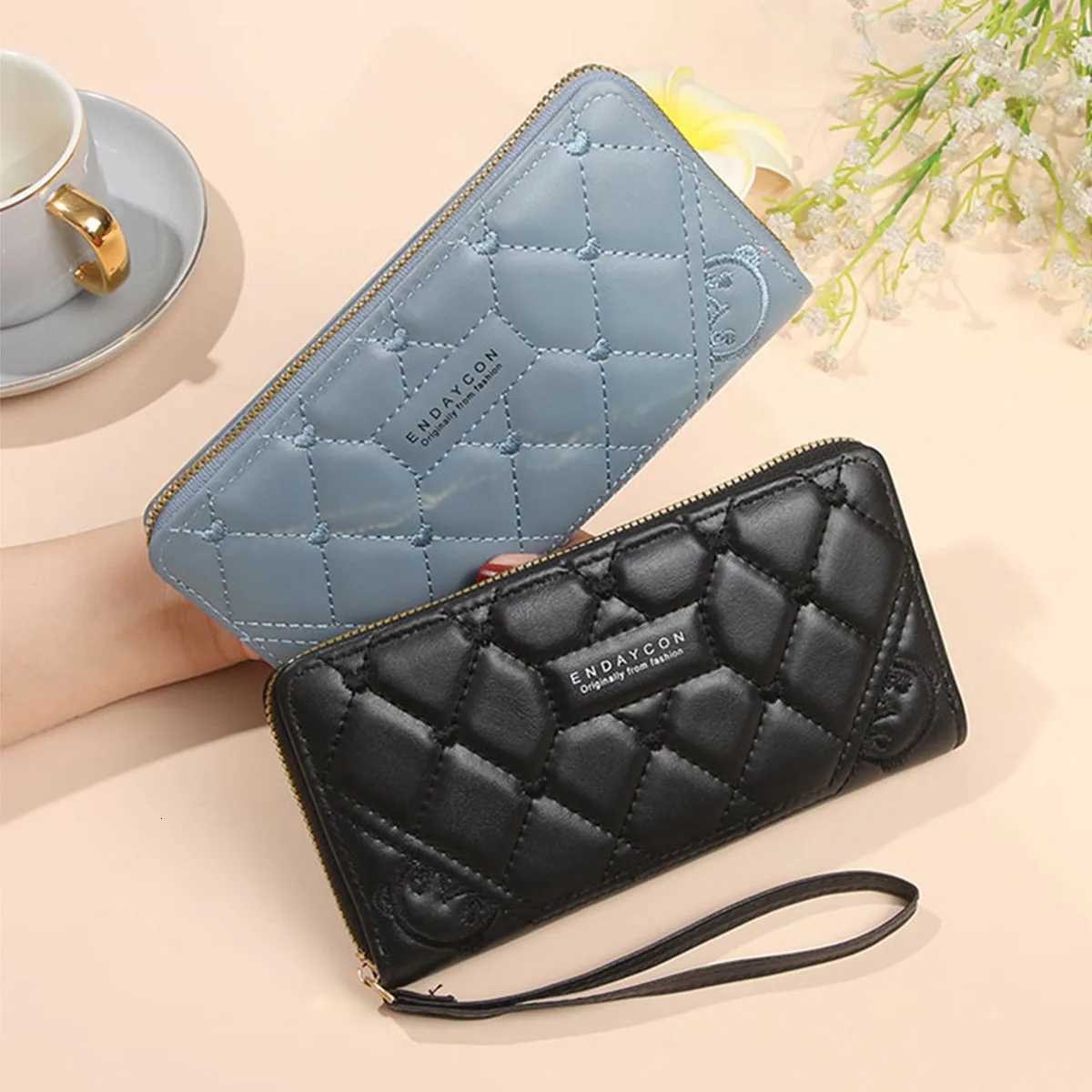 Ladies Long Pure Color Wallet Card Holder High-End Feelings Cross-Border Zipper Clutch HandbagW251120
