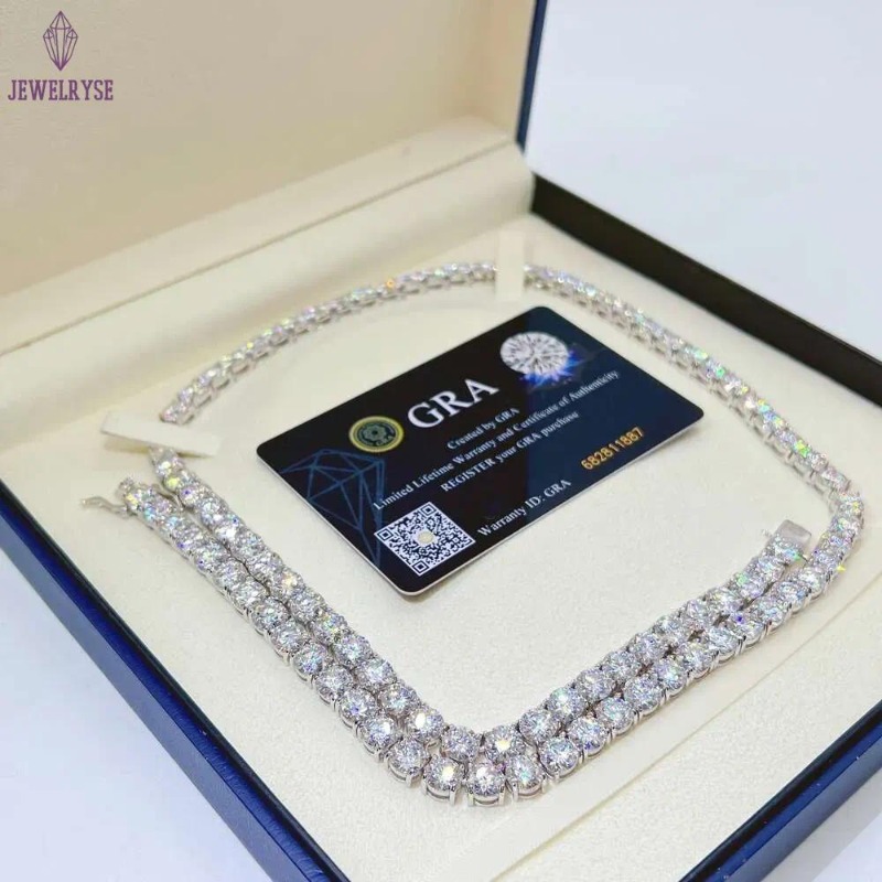 Hip hop Jewelry 6.5mm 925 Silver VVS Diamond necklace chain Fashion Iced out Moissanite Tennis Chain